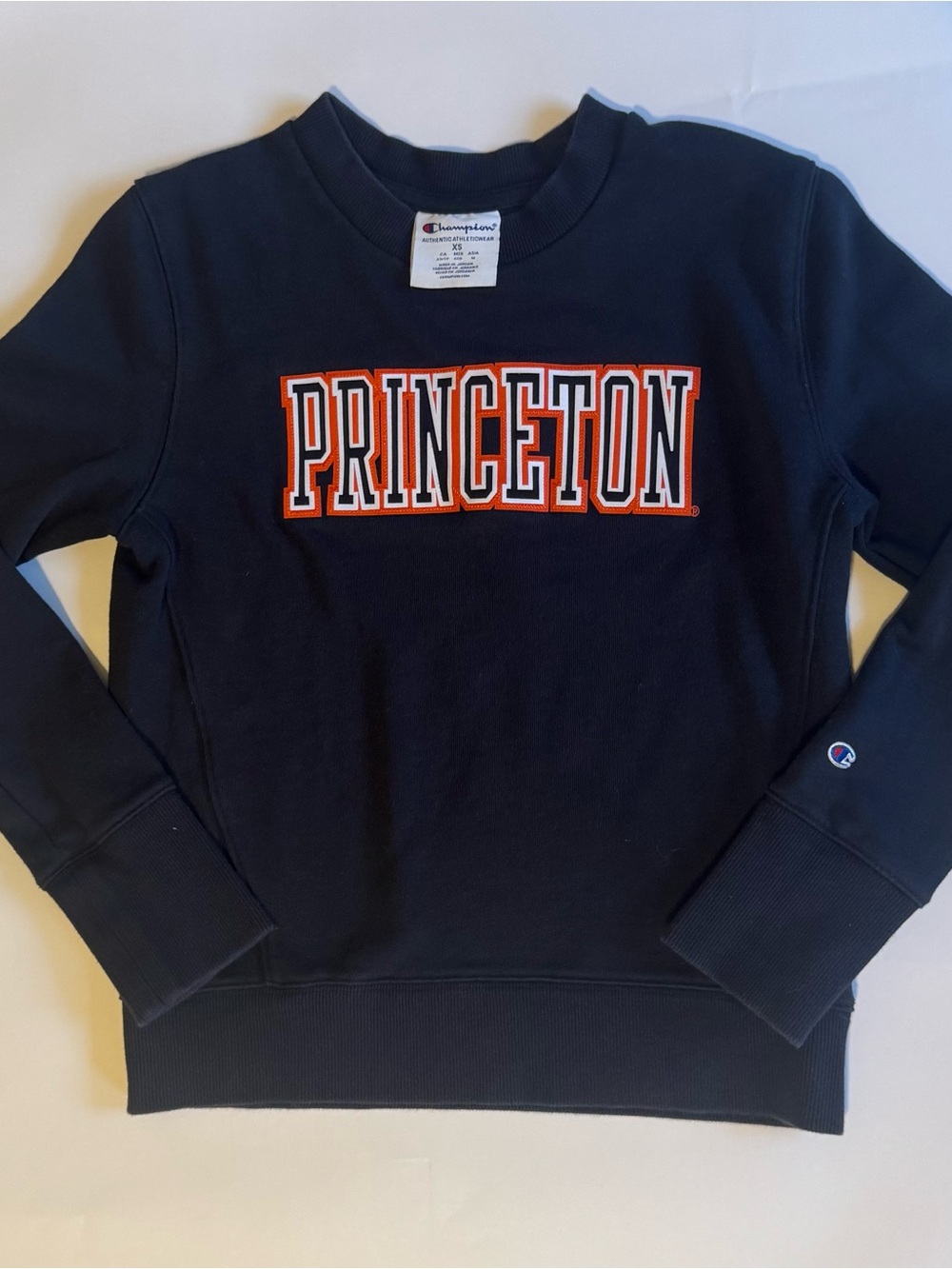 Champion Princeton University Navy Crewneck with Orange & White Logo Women’s XS
